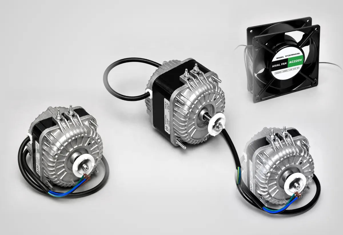 Commercial condenser fan motors 5W, 10W and 25W with a 120mm axial fan
