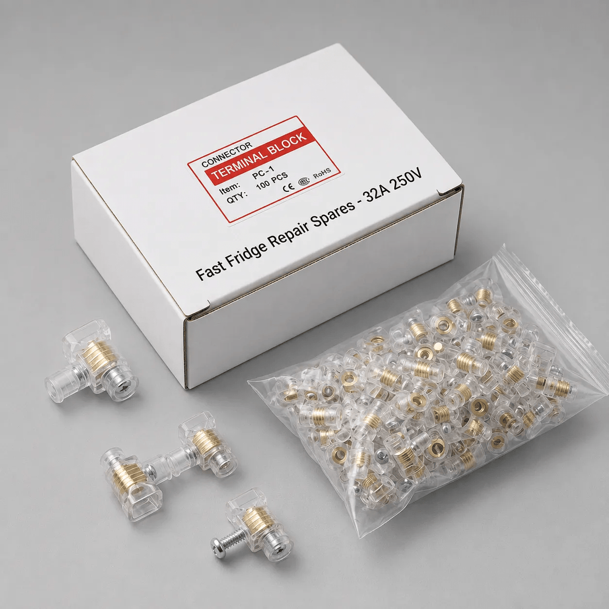100 Single Screw BP Connector 6mm Electrical Joiner Jar 32amp - Fast Fridgespares