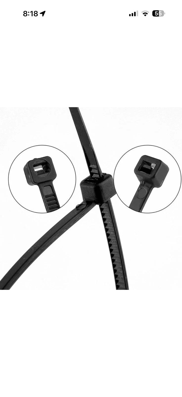 500 X Black Nylon Cable Ties Zip Ties UV Stabilised Nylon 66 - Fast Fridgespares