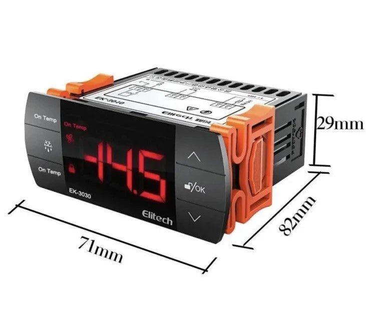 TEMPERATURE CONTROLLER DIGITAL DISPLAY EK-3030 LOW TEMP & MEDIUM TEMP, COOLROOM - Fast Fridgespares